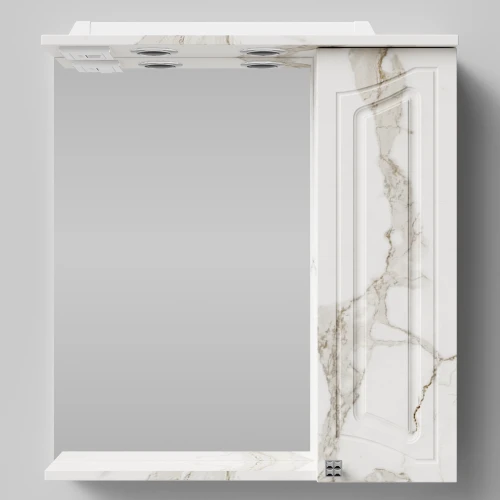 Зеркало Адам 65, Мрамор Белый натур милк ПВХ 2537, правая