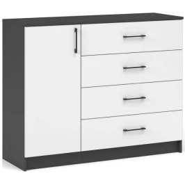 Комод «Чикаго» 1д4ящ Антрацит/Белый