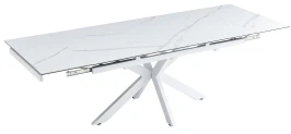 DT777 Стол обеденный раскладной Lisa white, 160-240*90, керамич. столешница, основание металл белый