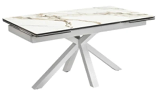 DT777 Стол обеденный раскладной Lisa white, 160-240*90, керамич. столешница, основание металл белый