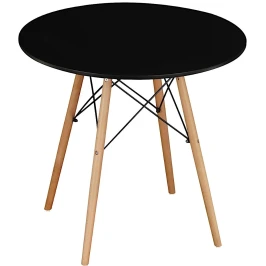 SQT-11 Стол обеденный ЧЕРНЫЙ D80, столешница МДФ, основание бук+металл