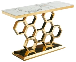 Стол-консоль Фьюжн IST-802,120х40х78 см, жемчужный белый/золотой