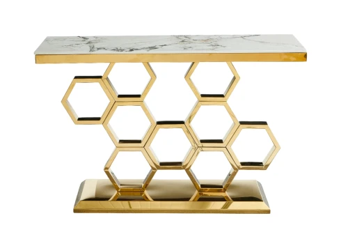 Стол-консоль Фьюжн IST-802,120х40х78 см, жемчужный белый/золотой