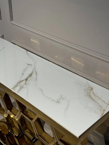 Стол-консоль Фьюжн IST-802,120х40х78 см, жемчужный белый/золотой