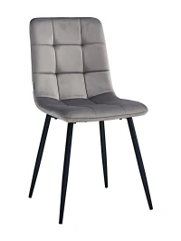 DC209 Стул мягкий, СЕРЫЙ#G62-38 велюр, каркас металл черный КРУГЛЫЙ