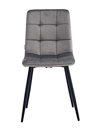 DC209 Стул мягкий, СЕРЫЙ#G62-38 велюр, каркас металл черный КРУГЛЫЙ