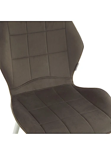 DC827 Стул мягкий, ШОКОЛАД#G62-09 велюр, каркас металл белый КРУГЛЫЙ