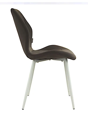 DC827 Стул мягкий, ШОКОЛАД#G62-09 велюр, каркас металл белый КРУГЛЫЙ