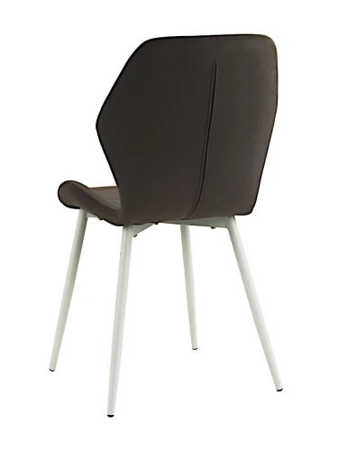 DC827 Стул мягкий, ШОКОЛАД#G62-09 велюр, каркас металл белый КРУГЛЫЙ