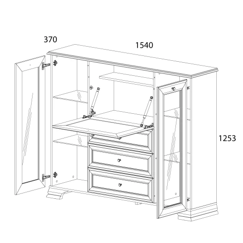 TIFFANY, Тумба 2V1D3S. Цвет БЕЛЫЙ