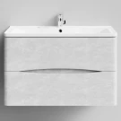 Тумба Адель 90 подвесной, Белый камень ПВХ 57805 Vodok с раковиной в комплекте Тумба Адель 90 подвесной, Белый камень ПВХ 57805 Vodok с раковиной в комплекте