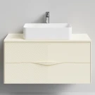 Тумба Липс 100, пример RAL 1015 Светлая слоновая кость, матовая, 2 ящика, подвесной Vodok с раковиной в комплекте