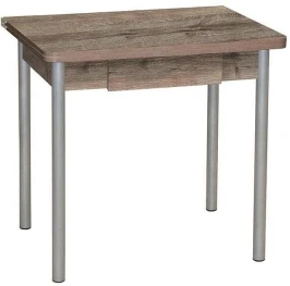 Эко 80х60 стол обеденный раскладной с ящиком / велингтон/металлик