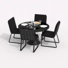 Обеденная группа DIVA GIRA  каркас карбон / стол стекло диа 110 / ткань черная