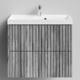 Тумба Тач 70 подвесной, Лиственница структурная контрастно-серая ПВХ 64202 Vodok с раковиной в комплекте