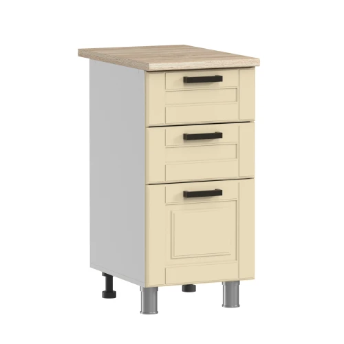 Готовая кухня МК Аленушка 1 м с 3 ящ. Астра Крем,скоба черный,сонома