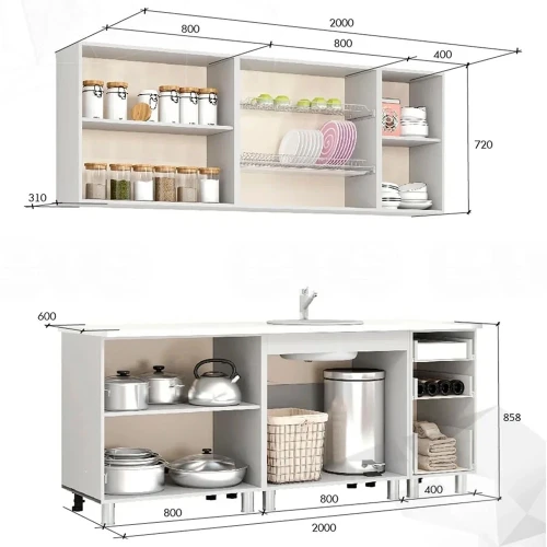 Кухня Крафт 2.0м, Крафт, Черный янтарь