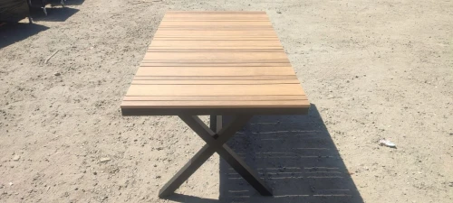 Алюминиевый прямоугольный стол ПОЛИВУД-12 150*80  цвет тик арт.1034