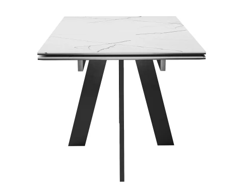 Стол DikLine SKM140 Керамика Белый мрамор/подстолье черное/опоры черные (2 уп.)