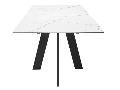 Стол DikLine SKM140 Керамика Белый мрамор/подстолье черное/опоры черные (2 уп.)