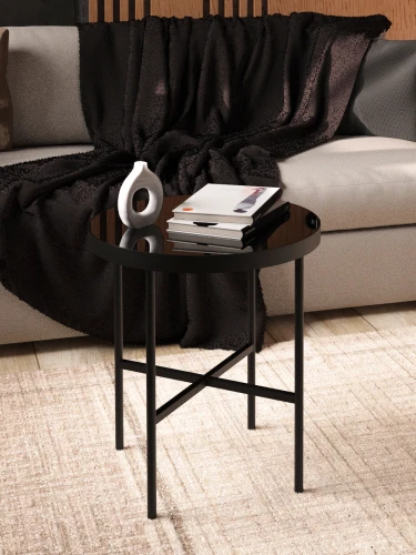 Стол журнальный МеталлАрт М011 МАЛЫЙ стемалит черный/черный