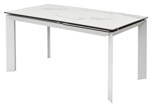 Стол CREMONA 140 MATTE STATUARIO Белый мрамор матовый, керамика/ белый каркас, ®DISAUR
