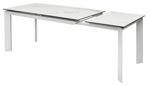 Стол CREMONA 140 MATTE STATUARIO Белый мрамор матовый, керамика/ белый каркас, ®DISAUR