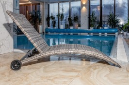 Шезлонг AGATA серый без матраса искусственный ротанг