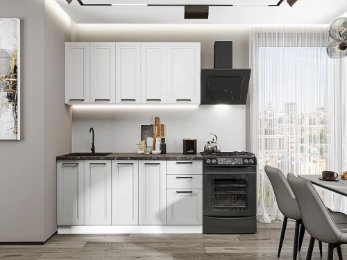 Кухонный гарнитур Нео-01 White Silk/Grey Silk