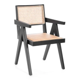 Кресло LOKI дерево вяз/ротанг, черный, 50х50х84 см (Комплект из 2 шт.)