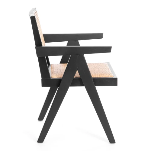 Кресло LOKI дерево вяз/ротанг, черный, 50х50х84 см (Комплект из 2 шт.)
