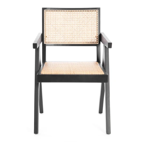 Кресло LOKI дерево вяз/ротанг, черный, 50х50х84 см (Комплект из 2 шт.)