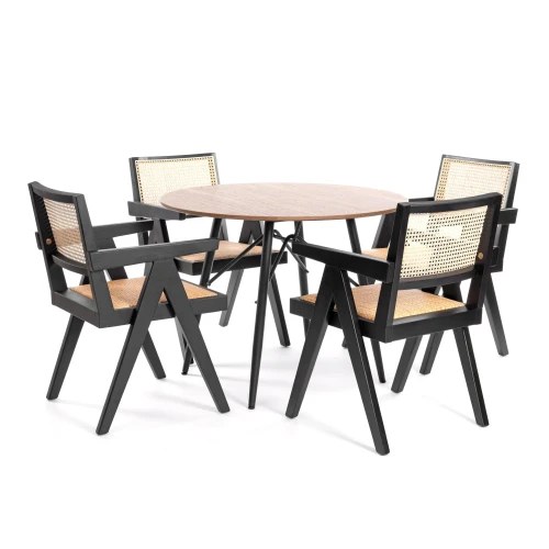 Кресло LOKI дерево вяз/ротанг, черный, 50х50х84 см (Комплект из 2 шт.)