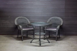 Садовый комплект из искусственного ротанга Мэдисон НЬЮ (Medison NEW) стол круглый D90 + 2 кресла с подушками на сиденье