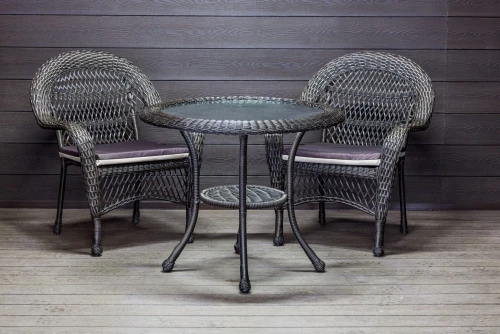 Садовый комплект из искусственного ротанга Мэдисон НЬЮ (Medison NEW) стол круглый D90 + 2 кресла с подушками на сиденье