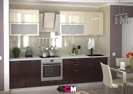 Кухня Ксения 2800 ваниль глянец/шоколад глянец