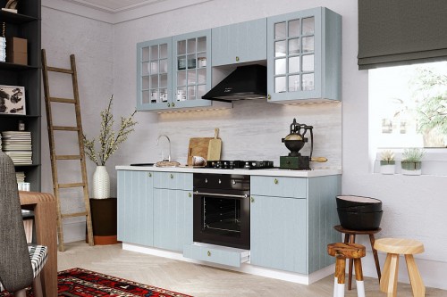 Модульная кухня Прованс 2100 Голубой прямая