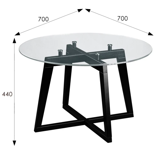 Стол журнальный Рилле 445 венге/стекло прозрачное (круг)