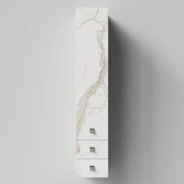 Пенал Квадро 30 подвесной, Мрамор Белый натур милк ПВХ 2537, левый