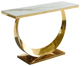 Стол-консоль Прайм IST-803,120х40х78 см, жемчужный белый/золотой