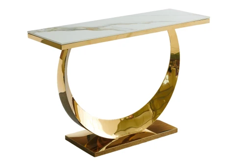 Стол-консоль Прайм IST-803,120х40х78 см, жемчужный белый/золотой