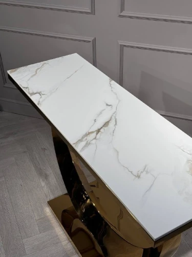 Стол-консоль Прайм IST-803,120х40х78 см, жемчужный белый/золотой