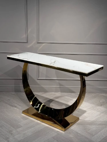 Стол-консоль Прайм IST-803,120х40х78 см, жемчужный белый/золотой