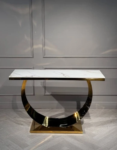 Стол-консоль Прайм IST-803,120х40х78 см, жемчужный белый/золотой