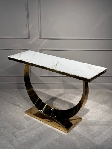 Стол-консоль Прайм IST-803,120х40х78 см, жемчужный белый/золотой