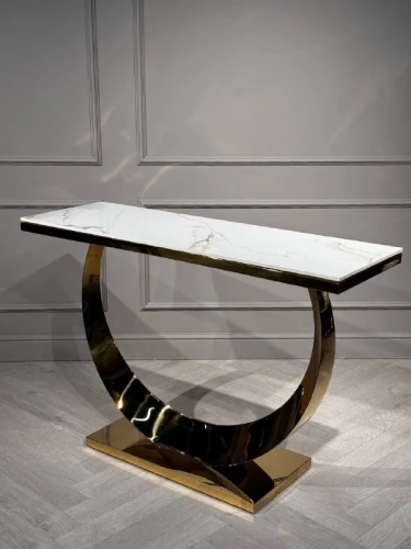 Стол-консоль Прайм IST-803,120х40х78 см, жемчужный белый/золотой