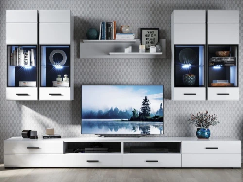 Пенал-витрина «Йорк» навесная (01) ПР, Белый/белый глянец