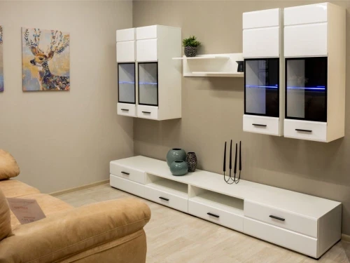 Пенал-витрина «Йорк» навесная (01) ПР, Белый/белый глянец