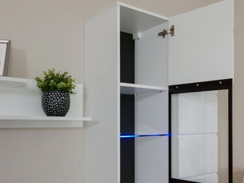 Пенал-витрина «Йорк» навесная (01) ПР, Белый/белый глянец