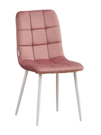 C919/DC809 Стул мягкий, ПЫЛЬНО-РОЗОВЫЙ#h44 велюр, каркас металл белый КРУГЛЫЙ